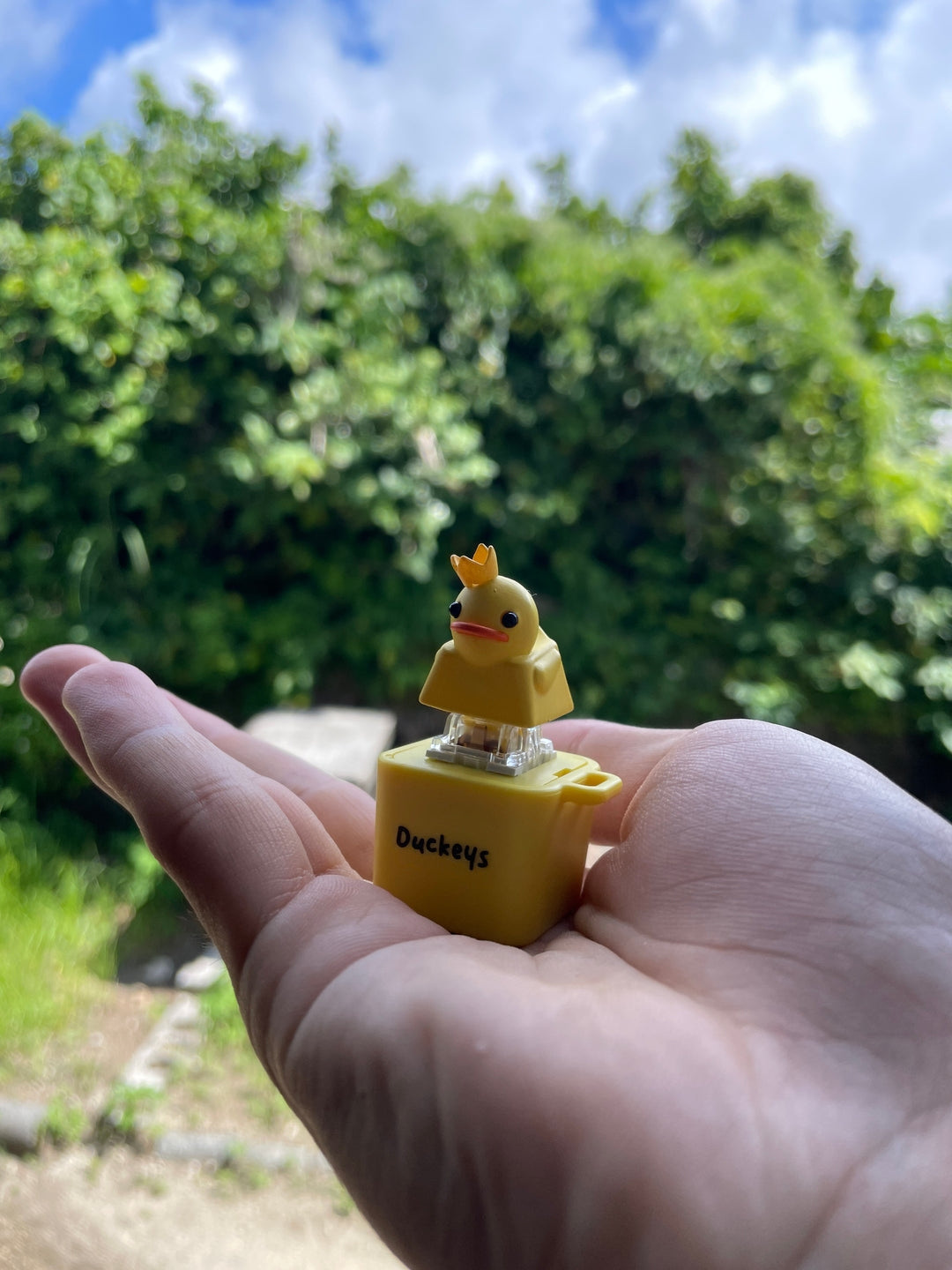 Customer smiling with a Duckeys fidget
